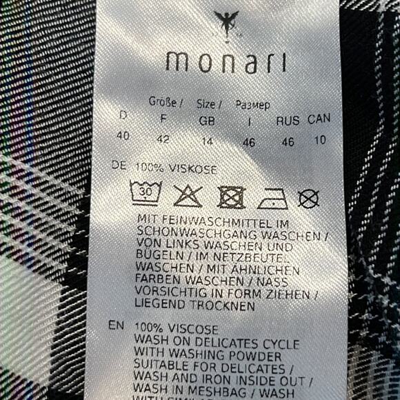 NWOT Monari Italia Raw Hem Ruffle Plaid Shirt Size 10 - Picture 7 of 7